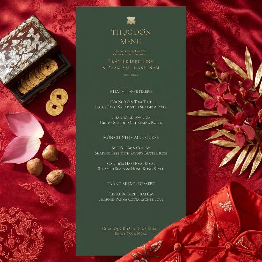 Minimalist Bilingual Vietnamese English Wedding メニュー