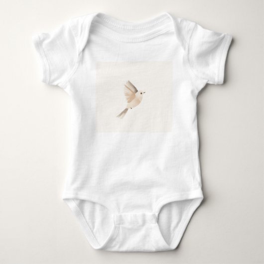 Minimalist Bird Baby Bodysuit – Soft Neutral Nurse ベビーボディスーツ (正面)