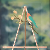 Minimalist Bird on Blossom Branch Poster アクリルサイン (ニュートラル)