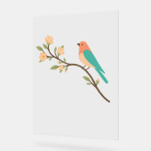 Minimalist Bird on Blossom Branch Poster アクリルサイン (傾斜)