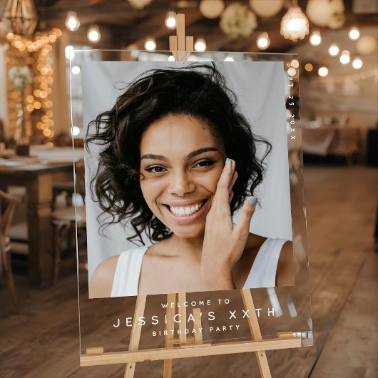 Minimalist Birthday Party Photo Welcome アクリルサイン