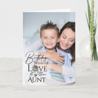 Minimalist Birthday Typography Photo frame Aunt カード