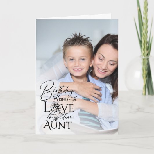Minimalist Birthday Typography Photo frame Aunt カード (正面)