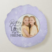 Minimalist Birthday Typography Photo Friend ラウンドクッション (裏面)