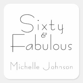 Minimalist Black 60 & Fabulous 60th Birthday Party スクエアシール
