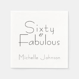 Minimalist Black 60 & Fabulous 60th Birthday Party スタンダードカクテルナプキン