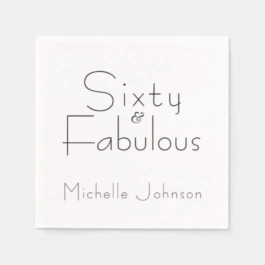 Minimalist Black 60 & Fabulous 60th Birthday Party スタンダードカクテルナプキン (正面)