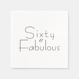 Minimalist Black 60 & Fabulous 60th Birthday Party スタンダードカクテルナプキン