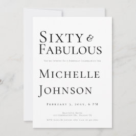 Minimalist Black 60 & Fabulous 60th Birthday Party 招待状