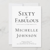 Minimalist Black 60 & Fabulous 60th Birthday Party 招待状 (正面)