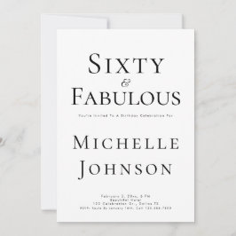 Minimalist Black 60 & Fabulous 60th Birthday Party 招待状