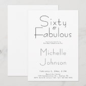 Minimalist Black 60 & Fabulous 60th Birthday Party 招待状 (正面/裏面)