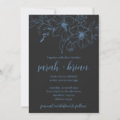 Minimalist Black and Blue Wedding Invitation Card 招待状 (正面)