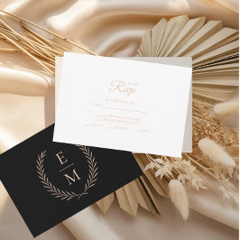 Minimalist Black And Blush Wedding RSVP Cards