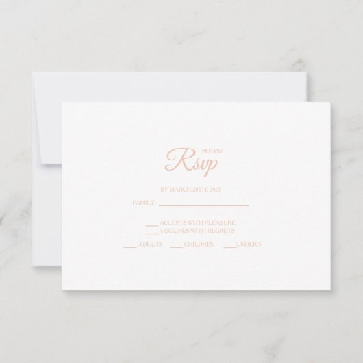 Minimalist Black And Blush Wedding RSVP Cards (正面)