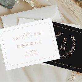 Minimalist Black And Blush Wedding Save The Date 案内ポストカード