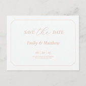 Minimalist Black And Blush Wedding Save The Date 案内ポストカード (正面)