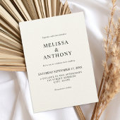 Minimalist Black and Ecru Monogram Modern Wedding 招待状