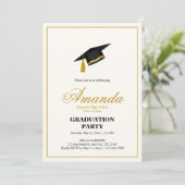 Minimalist Black and Gold Graduation Party 招待状 (スタンド正面)