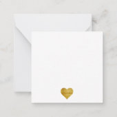 Minimalist Black And Gold Heart Wedding Thank You ノートカード (裏面)
