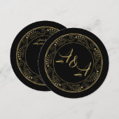 Minimalist Black and Gold Wedding Invitation 招待状 (正面/裏面)