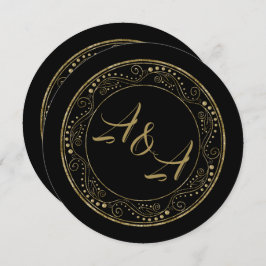 Minimalist Black and Gold Wedding Invitation 招待状