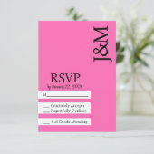 Minimalist Black and Hot Pink Magenta RSVP card (スタンド正面)