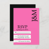 Minimalist Black and Hot Pink Magenta RSVP card (正面/裏面)