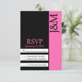 Minimalist Black and Hot Pink Magenta RSVP card (スタンド正面)