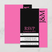 Minimalist Black and Hot Pink Magenta RSVP card (正面/裏面)