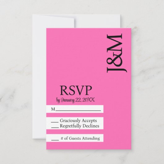Minimalist Black and Hot Pink Magenta RSVP card (正面)