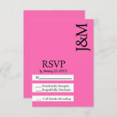 Minimalist Black and Hot Pink Magenta RSVP card (正面/裏面)