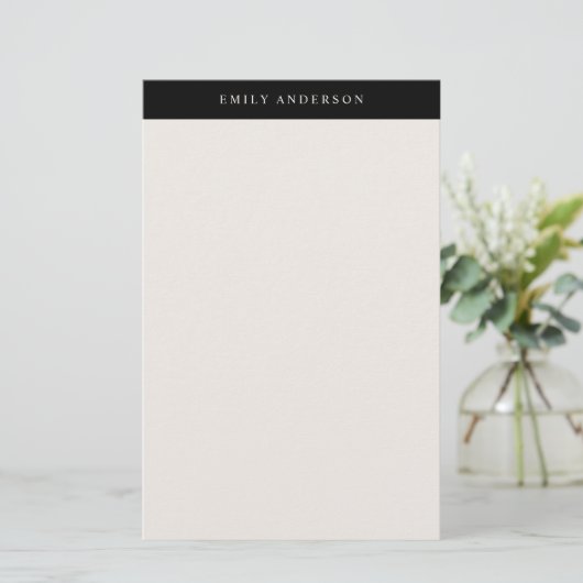Minimalist Black and Ivory Elegant Monogram 便箋 (スタンド正面)