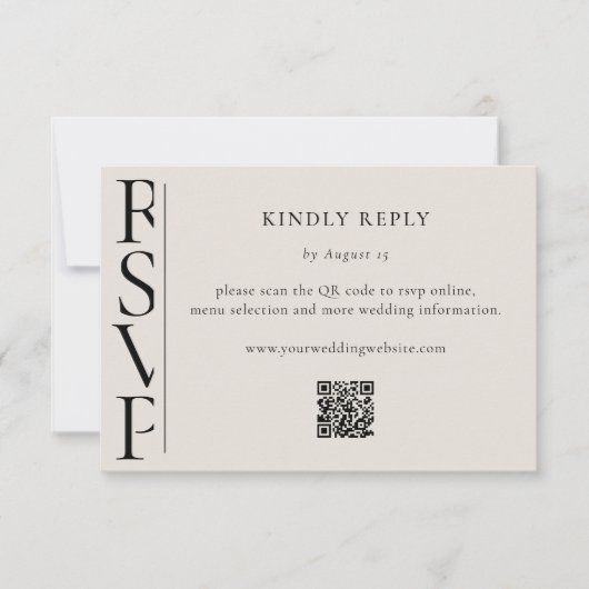 Minimalist Black and Ivory Modern Wedding RSVP (正面)
