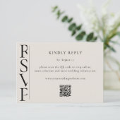 Minimalist Black and Ivory Modern Wedding RSVP (スタンド正面)