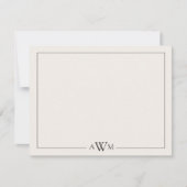 Minimalist Black and Ivory Three Letter Monogram ノートカード (正面)