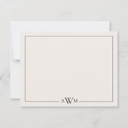 Minimalist Black and Ivory Three Letter Monogram ノートカード (正面)
