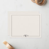 Minimalist Black and Ivory Three Letter Monogram ノートカード (正面/裏面インサイチュ)