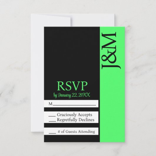 Minimalist Black and Lime Green RSVP card (正面)