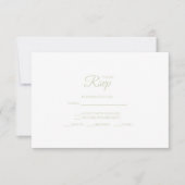 Minimalist Black And Sage Wedding RSVP Cards (正面)