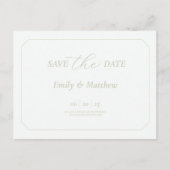 Minimalist Black and Sage Wedding Save The Date 案内ポストカード (正面)
