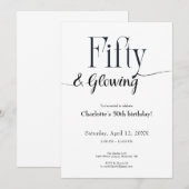 Minimalist Black and White 50th Birthday Invite  招待状 (正面/裏面)