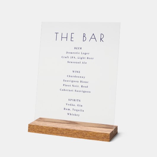 Minimalist Black and White Bar Menu Sign アクリルサイン (傾斜)