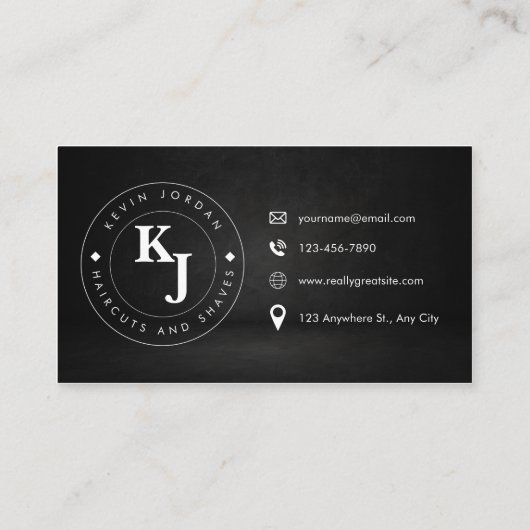 Minimalist Black and White Barbershop Modern 名刺 (裏面)