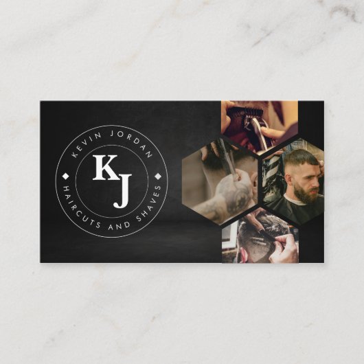 Minimalist Black and White Barbershop Modern 名刺 (正面)