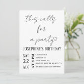 Minimalist Black and White Birthday Party 招待状 (スタンド正面)