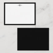 Minimalist Black and White Border Modern Monogram ノートカード (正面/裏面)