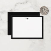 Minimalist Black and White Border Modern Monogram ノートカード (正面/裏面インサイチュ)