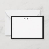 Minimalist Black and White Border Modern Monogram ノートカード (正面)