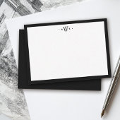 Minimalist Black and White Border Modern Monogram ノートカード